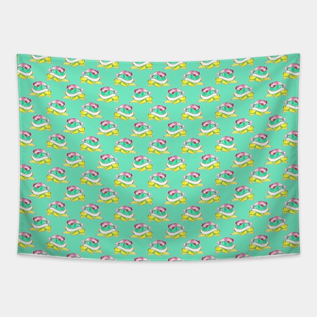 Axolotl and Turtle Pattern Tapestry by saradaboru