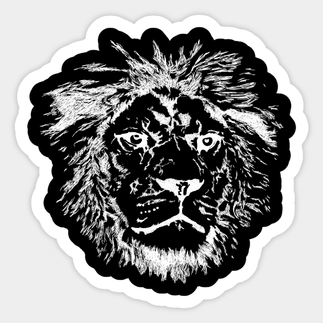 Lion Face Head Hand Drawn Big Cat Cool Zoo Animals Lion King Sticker Teepublic How to draw a lion in pencil. teepublic