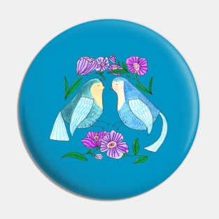 Birds And Flowers Pin