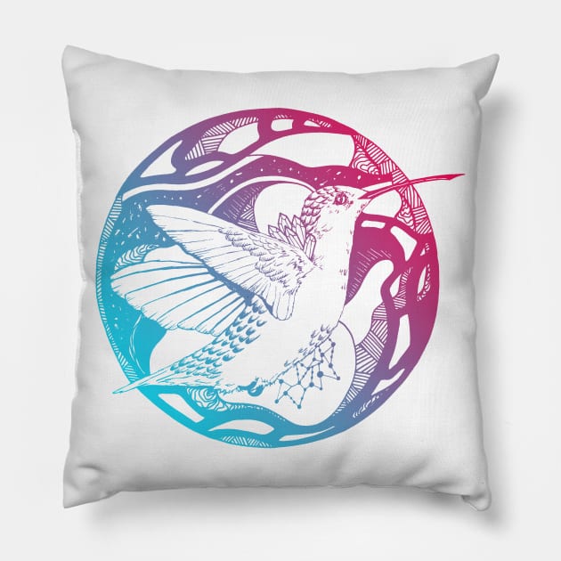 Dual Color Circle of The Hummingbird Pillow by kenallouis