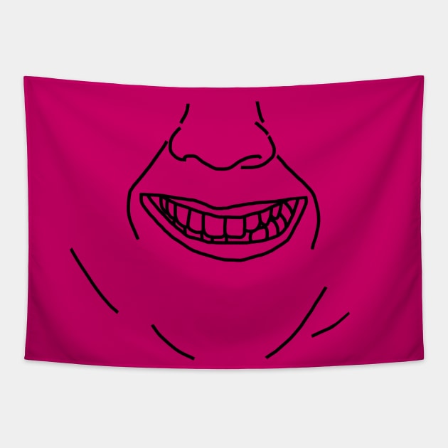 Funny Smile Lady Line Art Tapestry by ellenhenryart