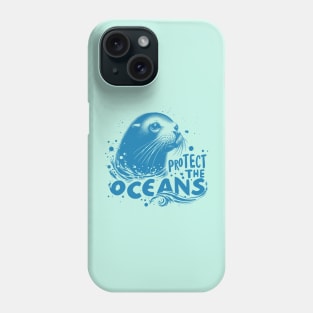 Protect the Oceans - Sea lion blue Phone Case