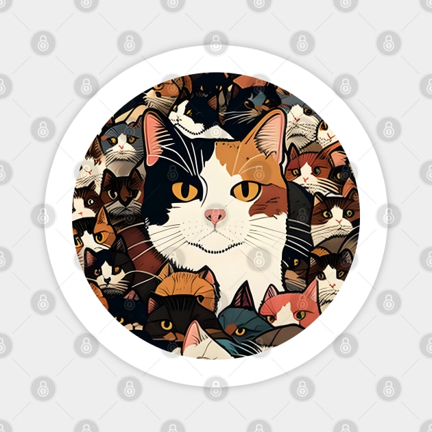 Street Cats - Happy Cute Cats Magnet by William Edward Husband