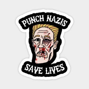 Punch Nazis Save Lives (White Text) Magnet