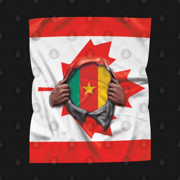 Cameroon Flag Canadian Flag Ripped - Gift for Cameroonian From Cameroon by Country Flags