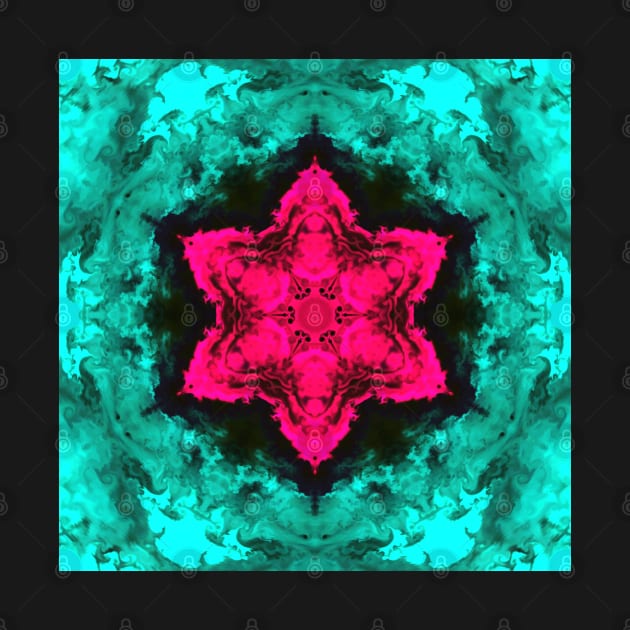 Cyan and Pink Smoke Kaleidoscope Pattern by WormholeOrbital