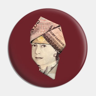 YOUNG QUEEN ELIZABETH / MONEY ORIGAMI Pin