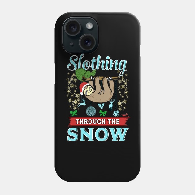 Cute Slothing Through the Snow Christmas Sloth Phone Case by theperfectpresents