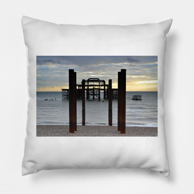 Brighton West Pier Pillow by StephenJSmith