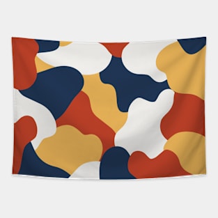 Colourful Blob Abstract Pattern in Yellow Cream Orange Blue Tapestry