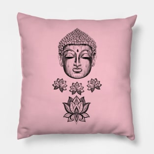 Buddha and lotus flowers Pillow