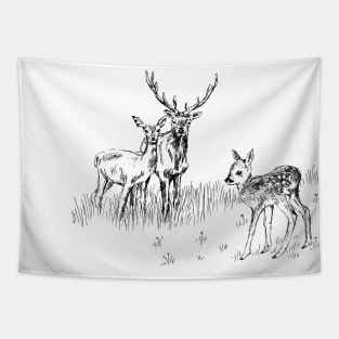 Deer family print Tapestry