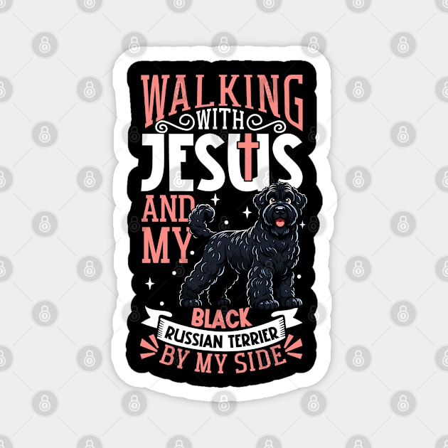 Jesus and dog - Black Russian Terrier Magnet by Modern Medieval Design