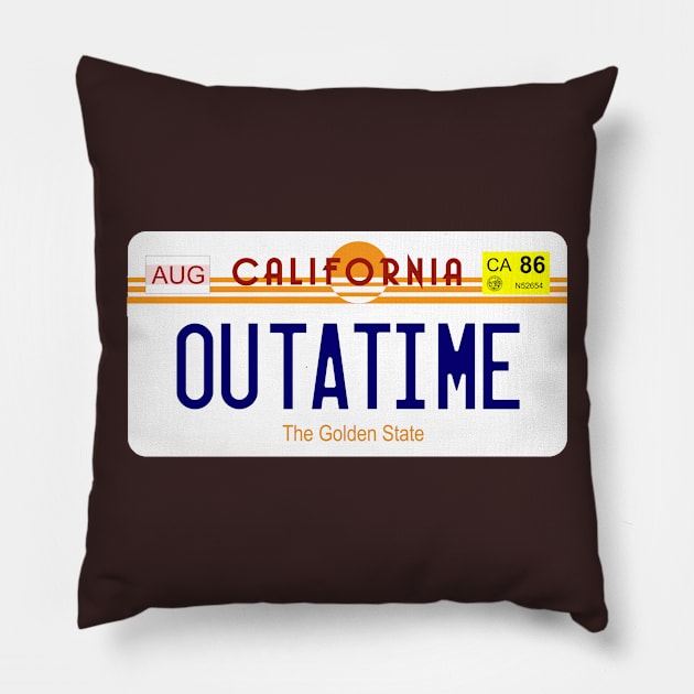 Delorean licence plate Pillow by udezigns