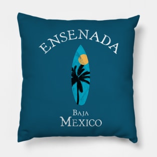 Ensenada Baja California Mexico Vintage Surfboard Surfing Pillow