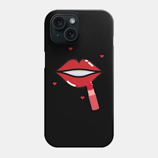 Lollipop red lips. Girly lipstick makeup candy Phone Case