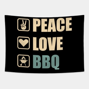 Peace Love BBQ - Funny BBQ Lovers Gift Tapestry