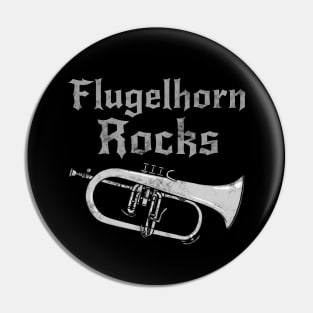 Flugelhorn Rocks, Hornist Goth Heavy Rock Brass Musician Pin