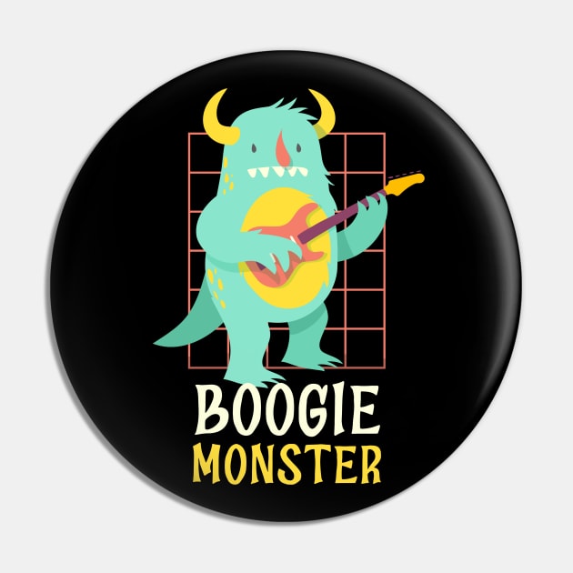 Boogie Monster, Funny Music Pun Pin by DeliriousSteve