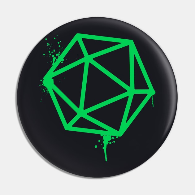 D20 Dice Green Tabletop RPG Gaming Pin by pixeptional