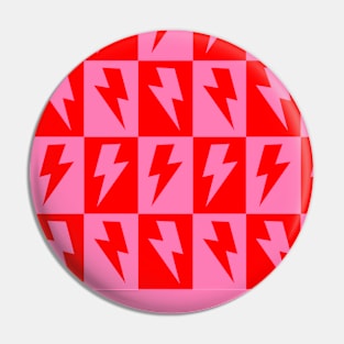 Pink and Red Lightning Check Pin