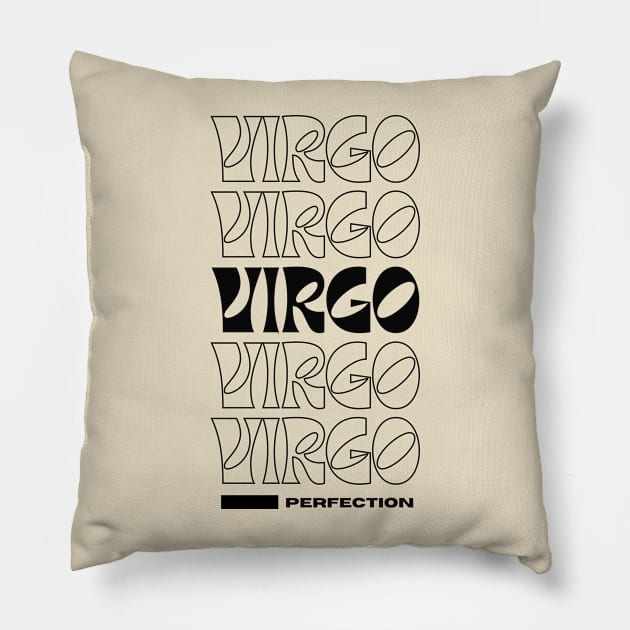 Black Virgo retro design Pillow by Juliet & Gin