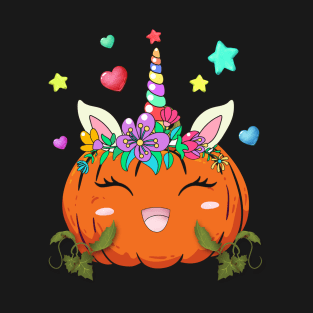 Cute Unicorn Pumpkin For Halloween Girls T-Shirt