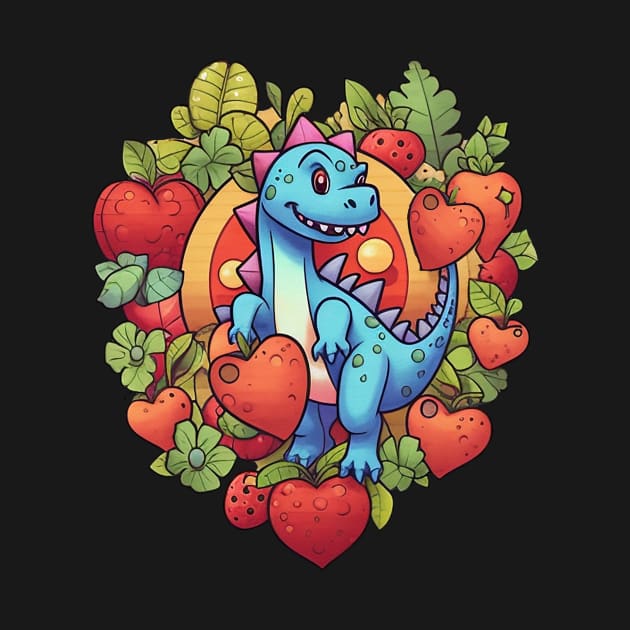 Strawberry Patch Dino by DavidLoblaw