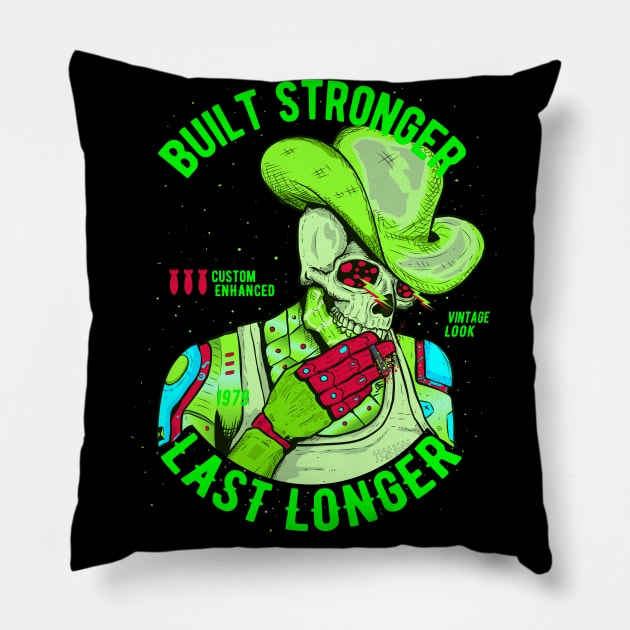 Tokebi's Cyberpunk Enhance Cowboy Skull Pillow by TOKEBI