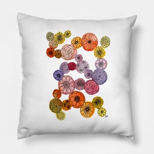 Watercolor Bubble Flowers Pillow