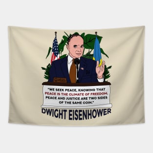 Dwight Eisenhower peace quote American flag patriotic Ukraine flag T-Shirt Tapestry