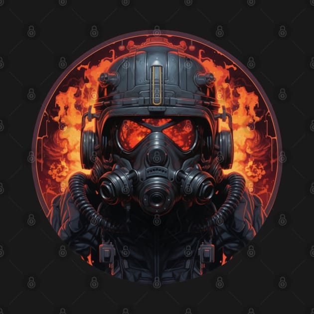 Futuristic Firefighter Pyromancer Arsonist Industrial Cypherpunk by Nightarcade