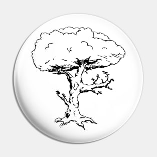 Black and White Tree Doodle Art Style Pin