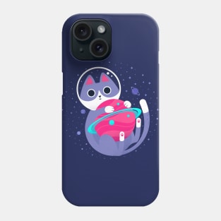 Astronaut Cat Playing in Outer Space Phone Case