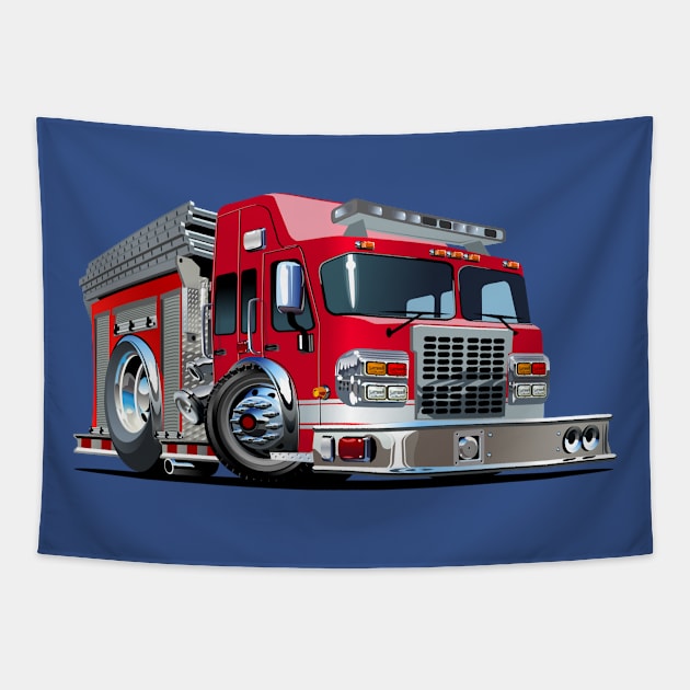 Cartoon firetruck Tapestry by Mechanik