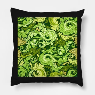 Green Floral Seamless Pattern Pillow