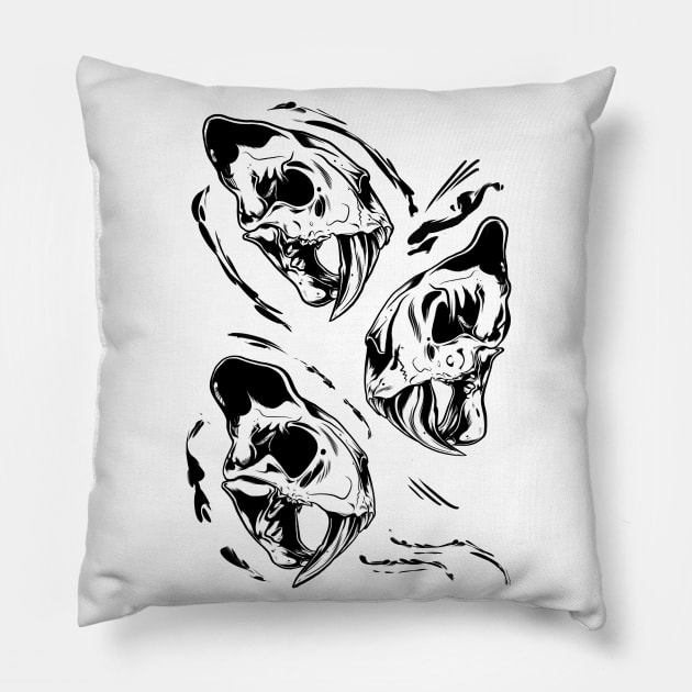 Saber-teethed Tigers Tattoo Flash Pillow by Scottconnick