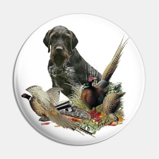 German Wirehaired Pointer with pheasant Pin