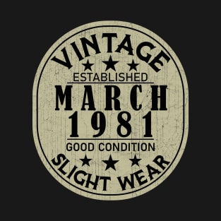 Vintage Established March 1981 - Good Condition Slight Wear T-Shirt