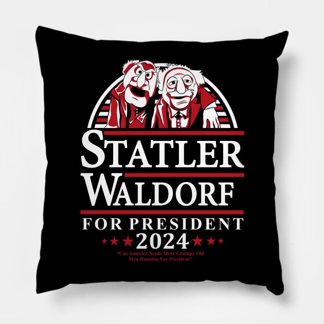 Muppets Statler Waldorf - for President Pillow by Soulcatcher