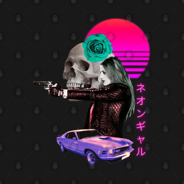 Neon Girl Vaporwave Synthwave aesthetic by Shirt Vibin