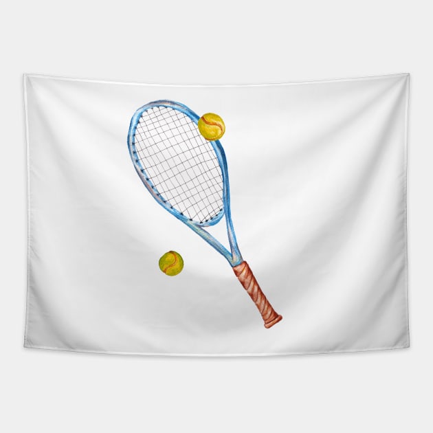 Tennis racket with tennis balls_3 Tapestry by lisenok