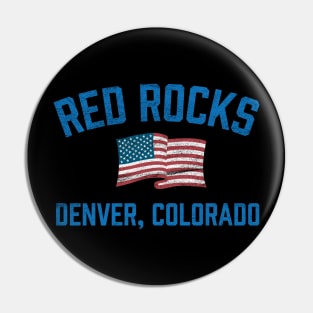 Red Rocks Denver Colorado Vintage Athletic Pin