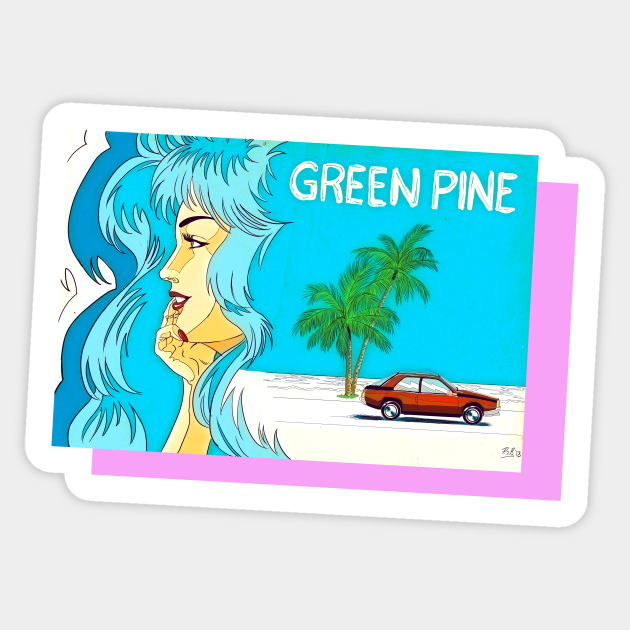 Green Pine - 80s Retro - Sticker