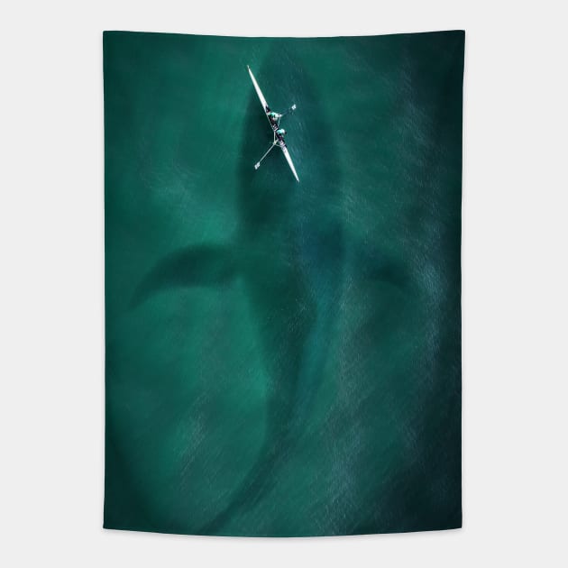 Blue Canoe Whale Tapestry by AshStore