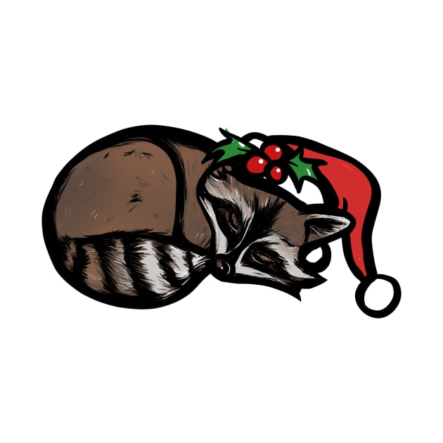 Cute Christmas Raccoon by bubbsnugg