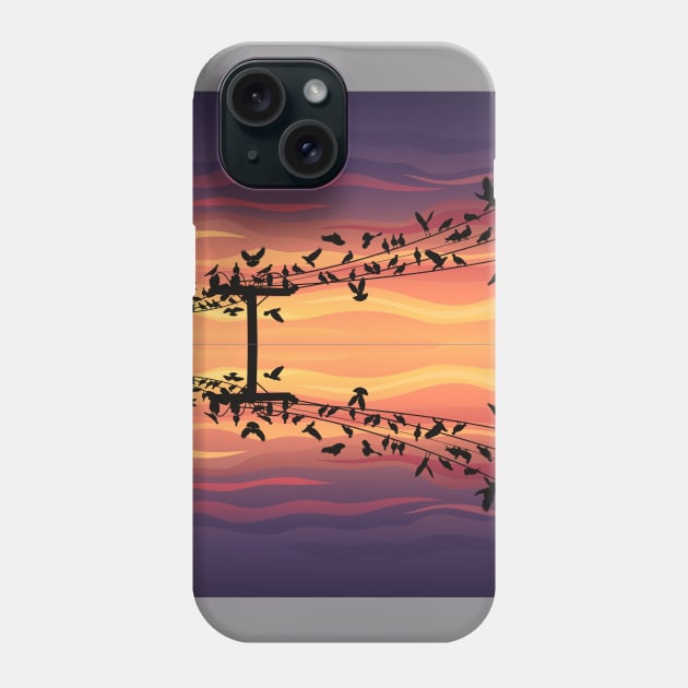 Phone Line Sunset Phone Case by Jonny Global Design