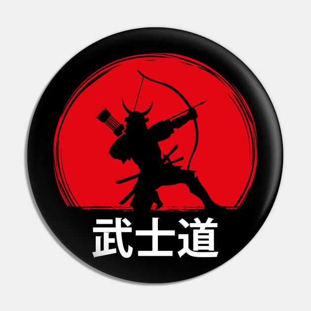 Samurai Bushido Warrior Bow Pin by TEEWEB