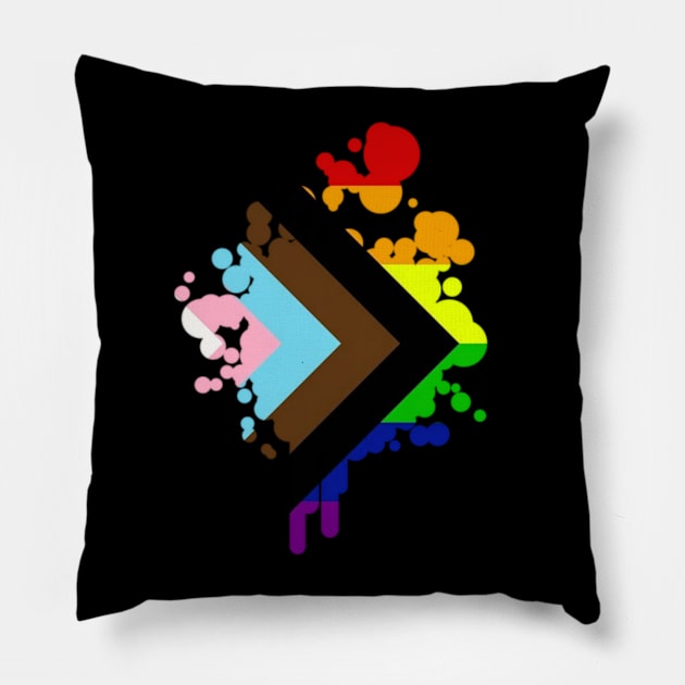 Progress Pride Rainbow Flag For Inclusivity Pillow by PowderShot