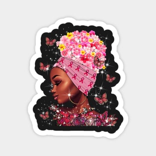 In October We Wear Pink Black Woman Breast Cancer Awareness Magnet